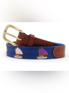 Smathers & Branson needle point belt -Sailboat